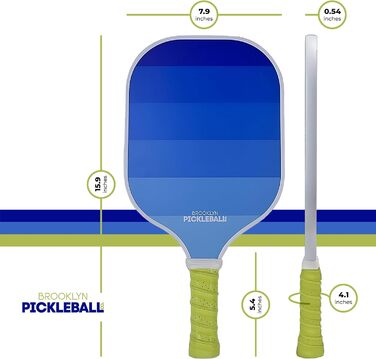 Паддл для піклболу Brooklyn Pickleball Co. | Вуглецеве волокно | Вулик | Нековзний руків'я з наповнювачем | Одиночний | Білий з блакитним градієнтом