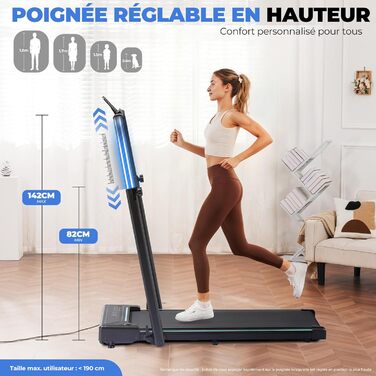 GTPLAYER Ходунка для ходьби, біговий доріжки для дому, складана з LED-дисплеєм та пультом, регульовані підлокітники, двигун 2.5 PS, фітнес, тренування, домашній фітнес, зелений