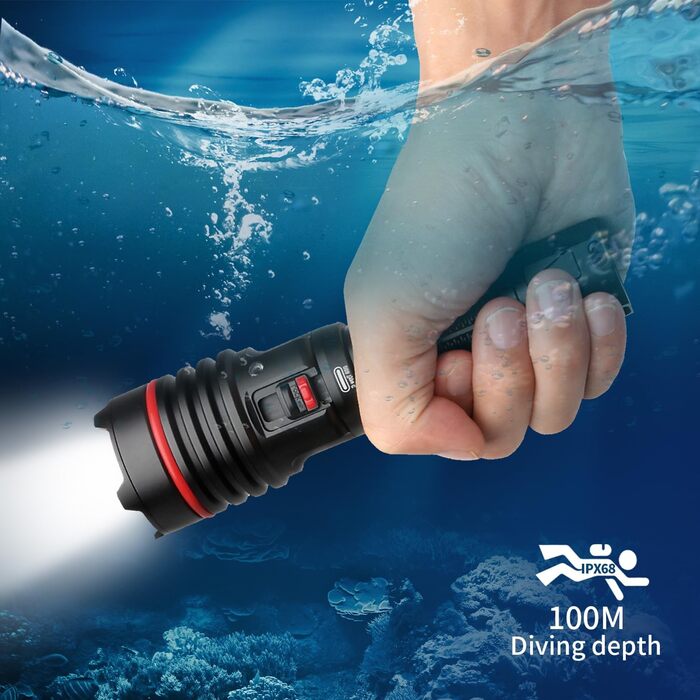Ліхтар для дайвінгу LetonPower 2000 Lumen, 100м водонепроникний, акумулятор Type-C, для дайвінгу та відпочинку на природі (Sm-16)