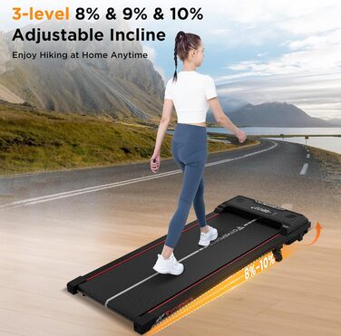 CITYSPORTS Біговий тренажер з нахилом 10%, електричний біговий килимок для дому та офісу, швидкість 1-6 км/год, 440W тихий мотор, LED-дисплей, Bluetooth, амортизація, вантажопідйомність 110 кг