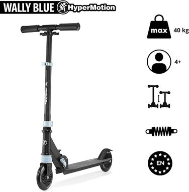 Дитячий самокат HyperMotion Wally, складаний, для дітей 4-9 років, двоколісний, амортизатор, регульований кермо, гумові колеса 125 мм