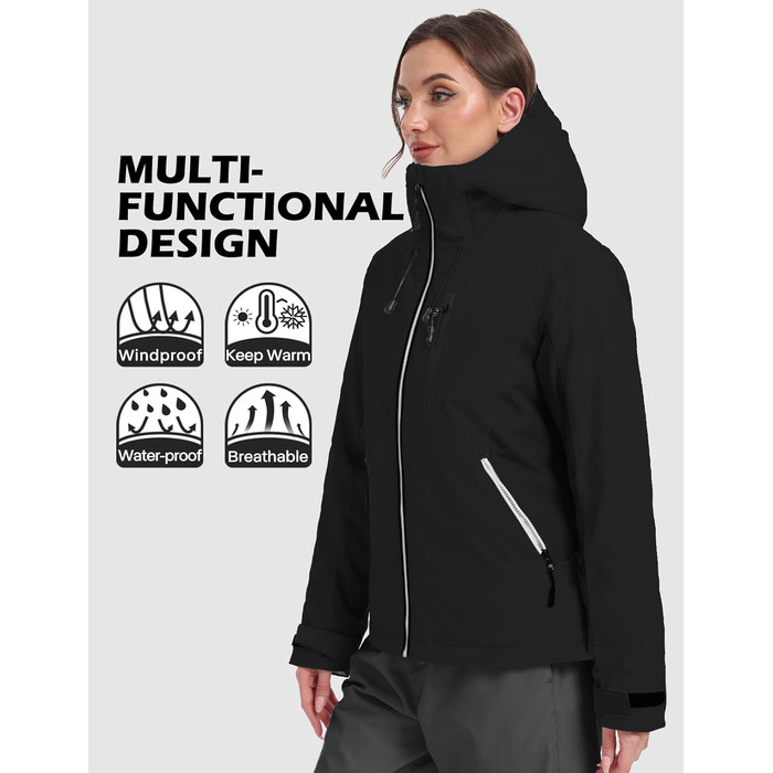 GEYSE Daen: Водонепроникна зимова куртка, сноуборд, снігова куртка, ізольована, з капюшоном, кольори: фіолетовий, помаранчево-фіолетовий (S, чорний)