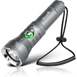 Ліхтар під водою WINDFIRE Taucher – потужний, водонепроникний, з індикатором заряду, 4 режими, кут променя 12°, для дайвінгу та снорклінгу (сірий)