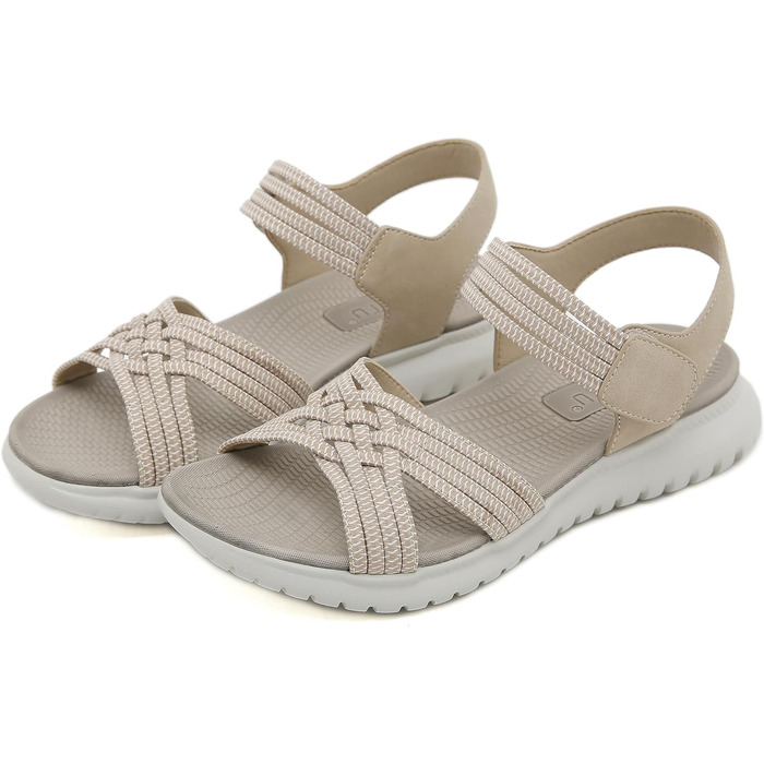 Жіночі сандалії літні для ходьби, відпочинку, спорту та пляжу. Платформа, антиковзаюча підошва, розміри 35-42 EU, колір бежевий. Стиль A