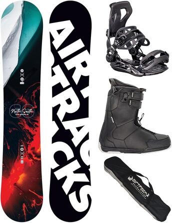 Набір сноубордиста AIRTRACKS: сноуборд North South Four Wide Camber, кріплення Master, чоботи, сумка. Розміри сноуборда: 150, 157, 159, 162 см, чоботи Master QL 43