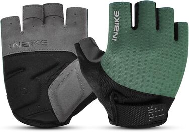 Велосипедні рукавички Inbike для чоловіків, напівпальцеві, літні, ударостійкі, еластичні, дихаючі, світловідбиваючі, зелені, розмір L