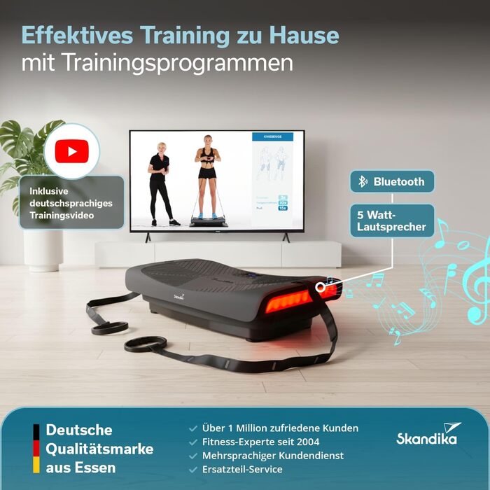 Платформа вібрації Skandika 4D V3000 Plus | Віброплатформа для дому, 60 рівнів, 3+1 програми, до 150 кг