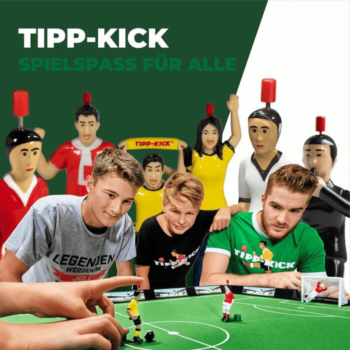 TIPP-KICK Кубок 108x71 см з бортами – ігровий набір з 2 гравцями, 2 воротарями, 2 воротами з сіткою, 2 м'ячами, ігрове поле з фетру