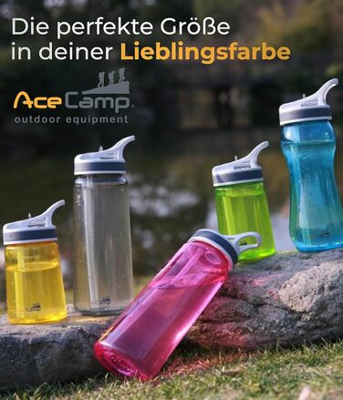 Пляшка для води AceCamp Tritan 750 мл, синя, з трубочкою, BPA-free, герметична, для спорту (2 шт.)