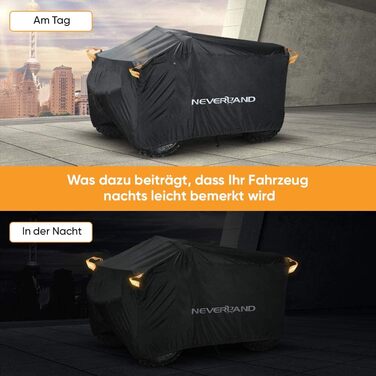 Покривало для квадроцикла NEVERLAND Quad, оранжеве фосфоресцентне, XL, 210x120x115 см, 210D Oxford, чорне