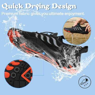 Чоловічі та жіночі аквашузи для плавання та серфінгу. Швидковисихаючі пляжні шльопанці, 44 EU, чорний колір