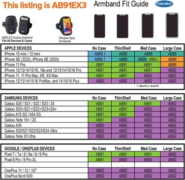 Браслет-тримач для телефону Tune Belt AB91 (iPhone 16/15/14/13/12, 11-16 Pro, 16e, Galaxy S24/S23) - Чорний