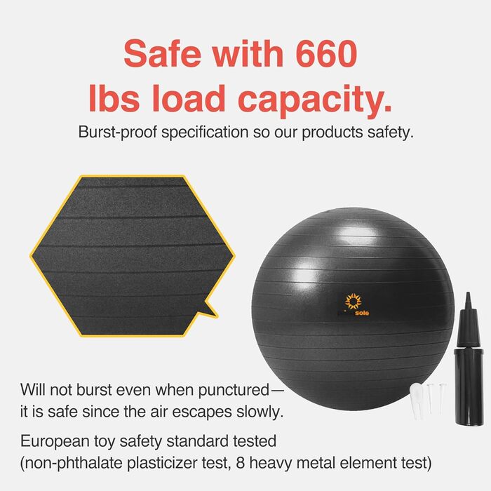 Фітбол Primasole Balance Ball 75 см, чорний - для фітнесу та йоги