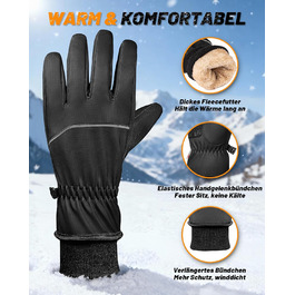 Водонепроникні зимові рукавички GXCROR для жінок та чоловіків, з підтримкою сенсорного екрану, 3M Thinsulate, для катання на лижах, велосипеді, прибирання снігу та робіт на відкритому повітрі, до -20°C, теплоізоляція (L)