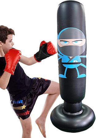 Боксерський мішок для дітей Karate 65 см зі стійкою для тренувань. Дитячий боксерський тренажер для фітнесу та єдиноборств, чорний
