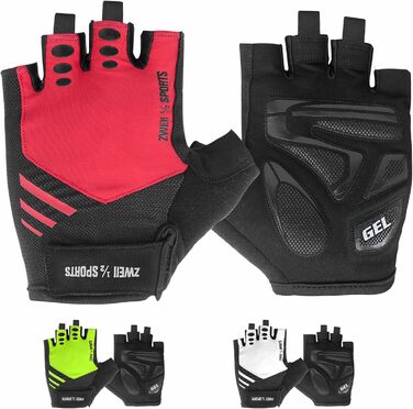 Чоловічі велосипедні рукавички напівпальці, дихаючі, для відпочинку та спорту, з гелевою підкладкою, антиковзаючі, для активного відпочинку та тренувань, зелені (XL, червоні)