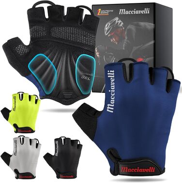 Велосипедні рукавички MACCIAVEI® для чоловіків та жінок | З підкладкою, дихаючі, безпечні | Рукавички для MTB, шосе, трекінгу | Синій, XXL