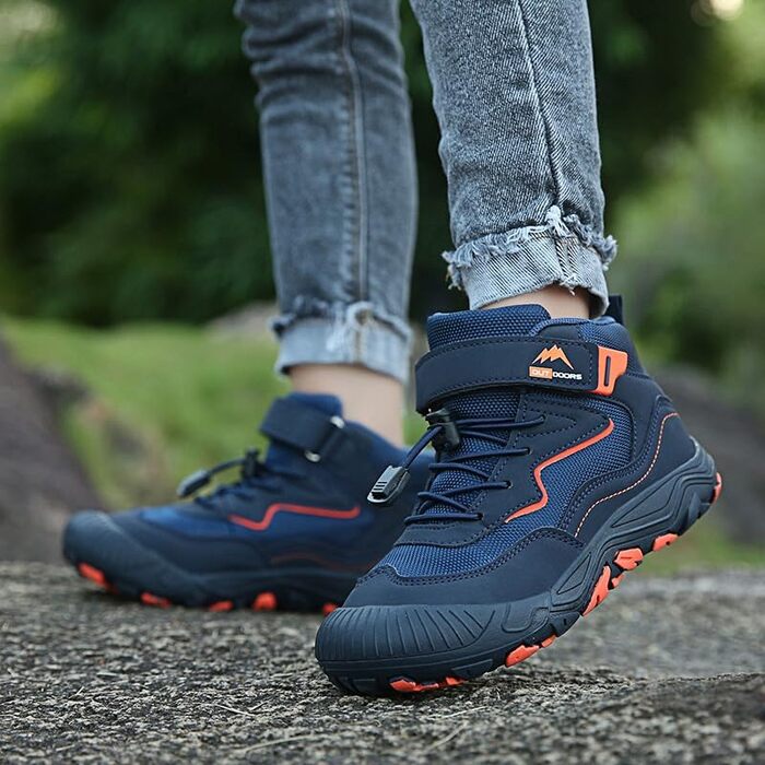 Дитячі трекінгові черевики Barefoot для хлопчиків та дівчаток, Zero Drop, широка передня частина, легкі, дихаючі, підошва не слизька, розміри 28-37 EU (05 Темно-синій, 32 EU)