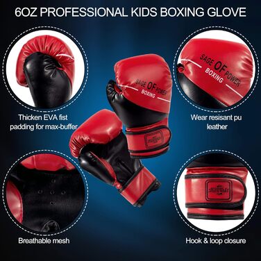 Набір боксерський дитячий та підлітковий, 2FT, боксерський мішок PU, 6oz рукавички, кріплення з нержавіючої сталі, для дітей 3-12 років