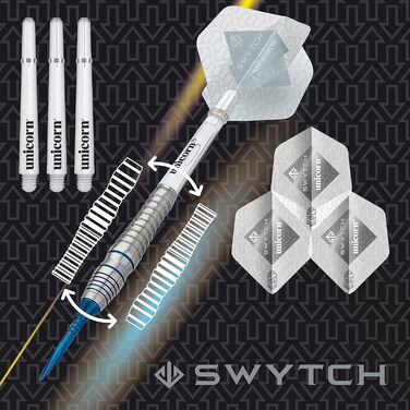 Дротики Unicorn SWYTCH з сталевим вістрям, сині, для дартсу