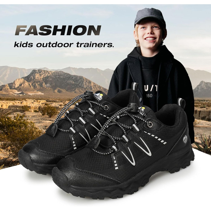 Дитячі трекінгові черевики UOVO, водонепроникні, для бігу та трейлу, чорні, розмір 33 EU