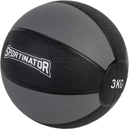 Медичний м'яч SPORTINATOR 3 кг, сірий/чорний, для силових та функціональних тренувань