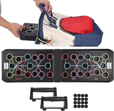 GLKEBY Тренажер для віджимань Push-Up Rack Board 15-в-1, складаний, багатофункціональний, портативний, регульований