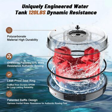 DMASUN Ручний тренажер для дому з магнітним опором, подвійні направляючі, LCD-дисплей, 16 рівнів опору, до 160 кг, вологостійкий (натуральне дерево)