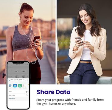 Etekcity Bluetooth вага-аналізатор жиру, цифрова вага для тіла з розумним додатком, вимірює вагу, жир, ІМТ, м’язову масу, воду, білок, до 180 кг, батарейки, чорна