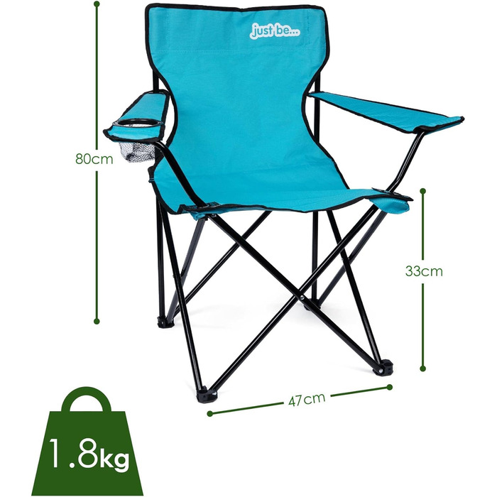 Крісло для кемпінгу, складане рибальське крісло з підлокітниками та тримачем для напоїв, блакитне