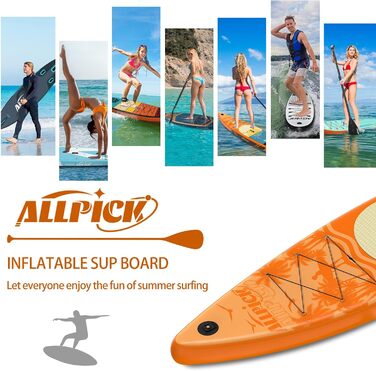 Надувна SUP-дошка ALLPICK Premium з камеротримачем, комплект аксесуарів, регульоване весло, для початківців і досвідчених, до 180 кг