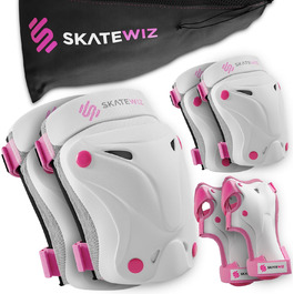 SKATEWIZ Захисний набір для дітей і дорослих – 6 предметів: наколінники, налокітники, захист для зап’ясть для роликів, ідеальна посадка, високий рівень амортизації