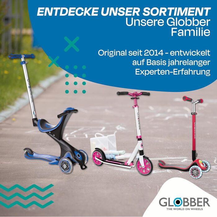 Дитячий самокат GLOBBER Primo Foldable Plus Lights, 3-колісний, з LED колесами, регульована висота, для дітей від 3 років