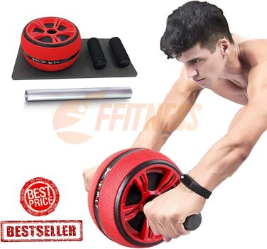 AB ролик FIT Fitness для преса та м'язів спини, нековзке велике колесо, тренажер для домашніх тренувань