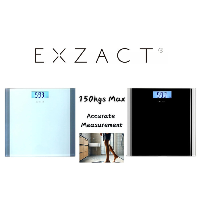 Цифрова вага для тіла та аналізу жиру Exzact з підключенням до APP (iOS & Android) - Bluetooth - Максимальне навантаження 180 кг - kg/st/lbs - Електронна вага