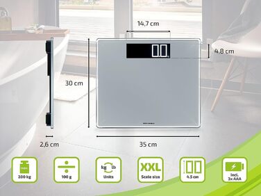 Електронна вага Soehnle Style Sense Comfort 600 для людей, LCD-дисплей, до 200 кг, безпечна платформа