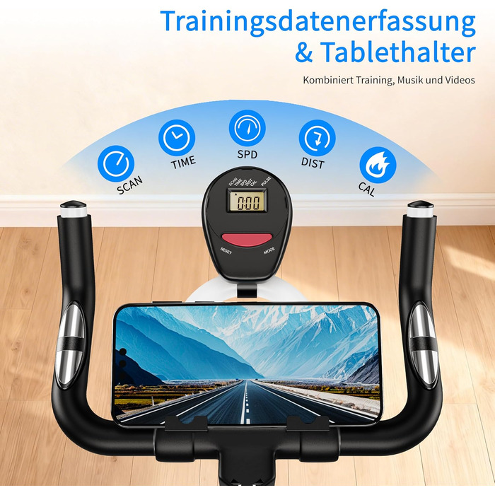 Магнітний велотренажер Heimtrainer для дому, безшумний сайкл з LCD-дисплеєм та ергономічним сідлом, білий (ZD1)