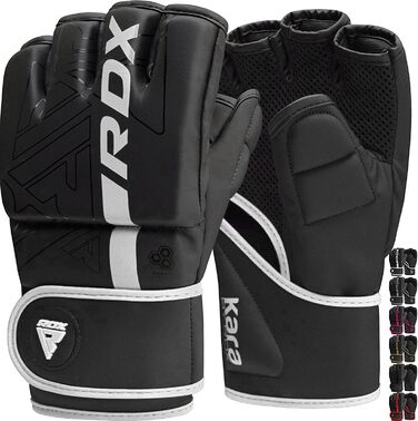 Боксерські рукавички RDX Profi MMA: шкіряні, для тренувань, ударів, боксу, муай-тай, кікбоксингу, паррінгу та греплінгу (чорний, L)