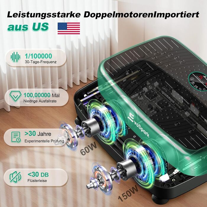 Платформа для вібраційного тренування EvoSpark - масажер для дому, для схуднення та загального оздоровлення, 450 LBS, зелений