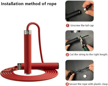 Стрибкове канат MOGOLD з регулюванням – 5 мм PVC-шнур з підшипниками, неслизькі гумові ручки та ручки з металу для початківців, для схуднення та фітнесу вдома, в школі, чорний