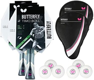 Настільний тенісний ракетка Butterfly Timo Boll Vision 1000, професійна, ITTF сертифікат, накладка Pan Asia, анатомічна ручка, в комплекті футляр