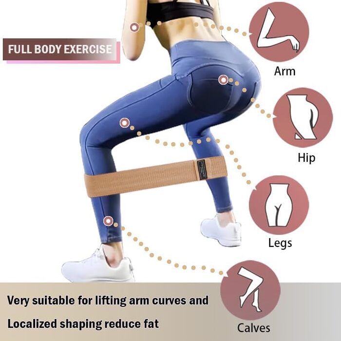 Стрічки опору для фітнесу: набір для тренувань сідниць та тіла. Стрічки для фітнесу з тканини для дому та залу. Колір: бежевий/хакі/коричневий