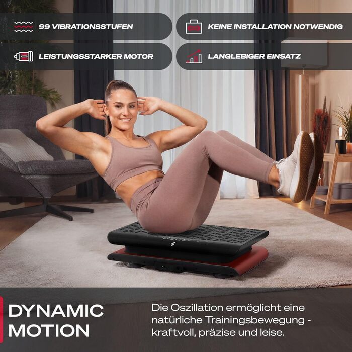 Віброплатформа Sportstech sVibe Lite (Red) для дому: схуднення, спалювання жиру, нарощування м'язів, тренування всього тіла (до 120 кг)