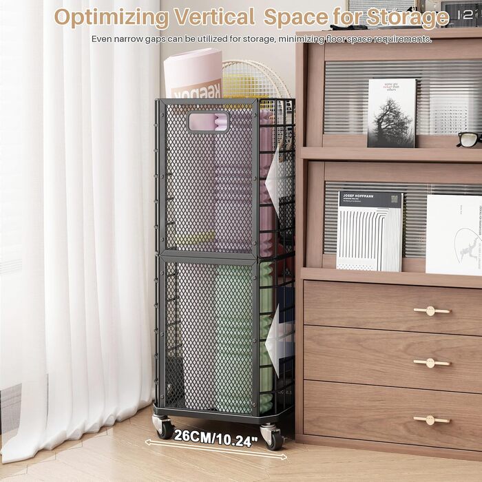 Стійка для зберігання йогаматів, полиця для фітнес-обладнання з колесами, кошик для йоги на 4 мати, чорний