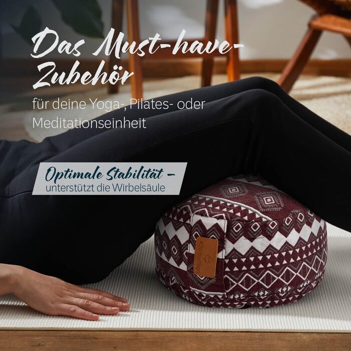 Йога-боулстер Rundes 30см x 15см | Знімний чохол | Наповнювач: органічна гречка/кукурудзяне лушпиння | Для Йін-йоги та медитації