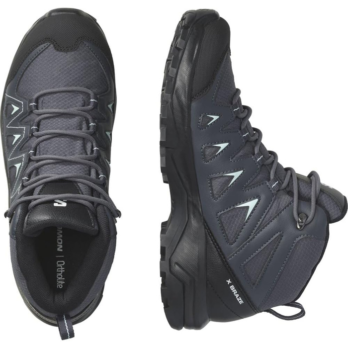 Жіночі трекінгові черевики Salomon X Braze Mid Gore-Tex, 39 1/3 EU, Ebony India Ink Bleached Aqua