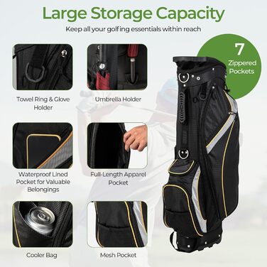 Сумка для гольф-клубу LIFEZEAL зі стійкою, 8 відділень, для чоловіків та жінок, 28 x 21 x 89,5 см