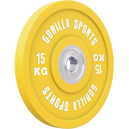 Бамперні диски GORILLA SPORTS 15 кг, Ø50 мм, чавун, гумові, для олімпійської штанги