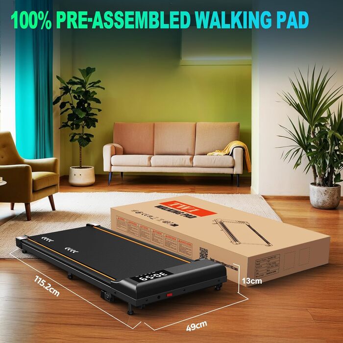 ORISYN Walking Pad - біговий доріжки для дому з регулюванням нахилу 7%, потужний мотор 2.25HP, швидкість 1-12 км/год, 7-шарова поверхня для бігу, без збирання