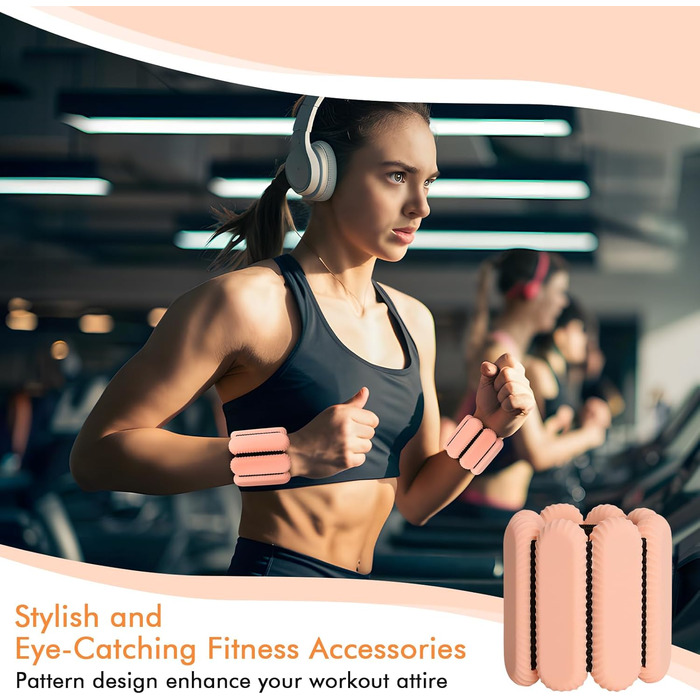 Ваги для зап'ясть та щиколоток для жінок та чоловіків, регульовані, силіконові, для фітнесу, йоги, бігу, танців - рожеві